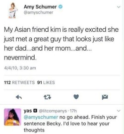 stevonnie-against-mdlb: petraramos-bisexualdisaster:  cardhusband:  angryblackgirlrants:  Let’s do a little recap of Amy Schumer’s racism, okay?  Amy Schumer joked about men of color being more likely to sexually harass vs YT men.  In her 2012 show