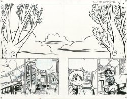 thebristolboard:  Original double-page spread by Bryan Lee O’Malley from Scott Pilgrim vs. the World, published by Oni Press, May 2005. 