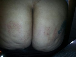 Results from our spanking session on Tuesday.  This is what they look like today. Still tender but feel good. dommebadwolff23