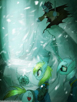 Commission for SpiritofthwWolf, cover art for his fanfic: http://www.fimfiction.net/story/85539/fallout-equestria-pure-hearts