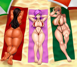 club-ace: Its Summer Time by Csium Do you remember Welcome Back? well let say this is a spiritual sequel, featuring the same three muses enjoying the heat and the beach, hope you all enjoy it. From left to right Gala belongs to @carmessi Wendolin belongs
