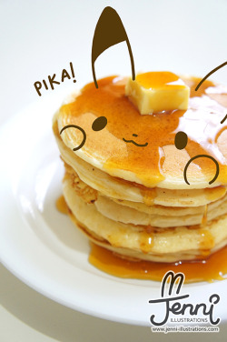 kawaii:  Pika pancakes from jenni-illustrations 
