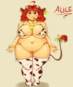So this is a cowgirl character of my friend GypsyMagic that I drew as a pseudo-birthday gift. Her name&rsquo;s Alice and she loves eating, if it wasn&rsquo;t obvious. Maybe see more of her and her fellow cows in the future~