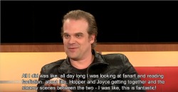 starklinqs: Stranger Things + David Harbour being this 👌 close to making an AO3 account and writing Jopper smut (if he hasn’t done it already 👀👀👀)