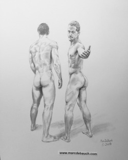 eroswolf:  Last night I completed this drawing of my model Ethan.  “Beckoning Bro”  2018 graphite on paper 14”x11”  The original is for sale, please message me for purchasing details. See more of my art at http://marcdebauch.com  Follow me on