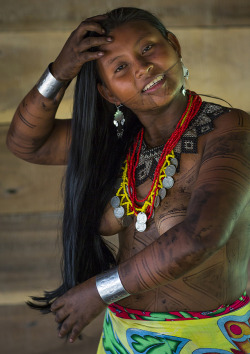   Panama, Darien Province, Bajo Chiquito, Woman Of The Native Indian Embera Tribe, by Eric Lafforgue.  