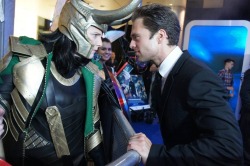 redderz:  My friend Natalie (aka Loki of Scotunheim) was at the London premiere of Cap 2 and as she won the cosplay contest she got to meet and greet the cast. Seb Stan loved her Loki, and he asked her if they could get a photo of Loki and the Winter