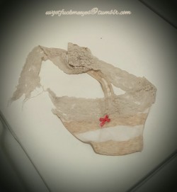 uvgotfuckmeeyes2:  Ok…I would love to tell you this was ripped off my body…but instead this was the result of a thong fight with the washer tonight!😣…Washer 1, Thongs 0
