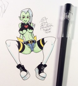 dacommissioner2k15:  pinupsushi:  Ink test #2  Lord Dominator is - and wants - the big “D”…  Trying a new pen for this sketchbook - a .25 gel ink pen from Muji.   Didn’t realize that the paper would also affect the flow and drying time of my white