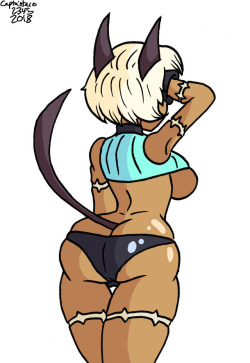 Ms. Fortune showing off her butt. I wanna do more Skullgirls stuff in the future, because all the characters are adorable. 