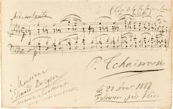 barcarole:  Tchaikovsky’s autograph containing a musical quotation of his Romeo and Juliet Overture, TH 42, dated April 28, 1888.