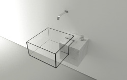 cjwho:  Kub by Victor Vasilev  Milan-based architect Victor Vasilev produced the Kub basin in 2010. Its styling, lines and considered designed elements stand classic three years on. Made from carrara marble and glass, this piece challenges the traditional
