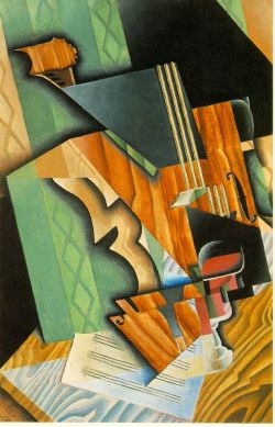 lyghtmylife:  Gris, Juan [Spanish Cubist Painter and Sculptor, 1887-1927]Violin and Glass1915Oil on canvas92 x 60 cm. (36 1/4 x 23 5/8 in.)Fogg Art Museum, Harvard University, Cambridge, MA(DC 122) 