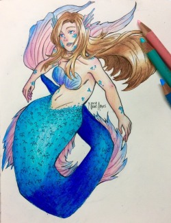 nightabyssart:  I went swimming today so I drew a mermay!  Pose reference from pinterest btw