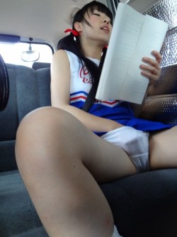 naughtyasiangirls:  Naughty Asian girl cheerleader with hand in panties.