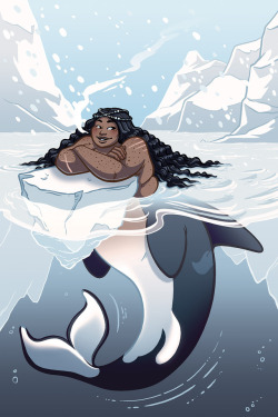 solarishashernoseinabook:mermaidsofcolor: cedreau: This was a piece I did last year that was part of a charity zine featuring fat mermaids. It was a ton of fun to work on.   A special thanks to @agenderblender for the submission!   [Image ID: A female