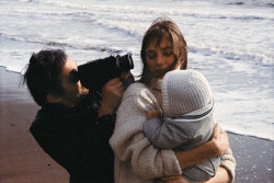 mazzystardust:  Serge, Jane, and Charlotte on Compton Beach, 1971. 