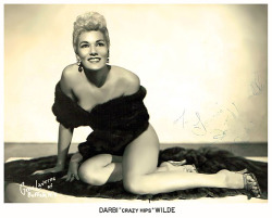 Darbi &ldquo;Crazy Hips&rdquo; Wilde   Vintage promo photo personalized to the mother of Burlesque emcee/entertainer, Bucky Conrad..  