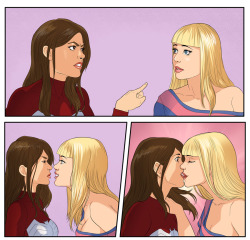autumn-sacura:  Commission Gwen Stacy kissing Jessica (fragment of erotic comic I drew)