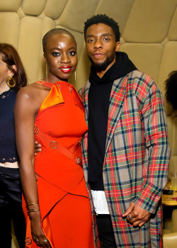 myfriendamy:  Danai Gurira with Chadwick Boseman and Winston Duke during the Danai x One x Love Our Girls celebration at The Top of The Standard on February 12, 2018 in New York City.