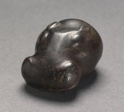 ancientpeoples: Weight in the Form of a Hippopotamus Head Egypt, New Kingdom, Dynasty 18, c. 1540-1296 BC Hematite, Overall: 2.2 x 3 x 4.2 cm (13/16 x 1 1/8 x 1 5/8 in). Source: Cleveland Museum of Art 