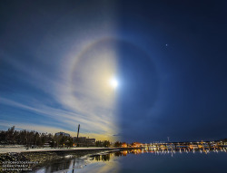 Just&Amp;Ndash;Space:  Sun And Moon Halo : Two Pictures Captured On April 1 Are Combined