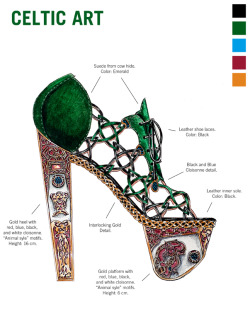 wannabescholar:  futurelookingfine-arts:  yungvermeer:  A Walk Through Art History I designed these shoes with a unique goal in mind: to create a shoe as a summation of an entire culture’s art. Each shoe possesses design qualities, color palettes, and