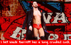 wrestlingssexconfessions:  I bet Wade Barrett has a long crooked cock.  Yummy!