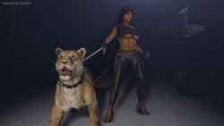 Pharah and her kitty.Ever since I’ve seen NoName’s video I really wanted to use a Jaguar, but this was the closest thing I could find.Also, really digging this outfit.