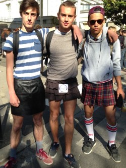 slutted:  boys in france wearing skirts in protest against sexism (2014) 