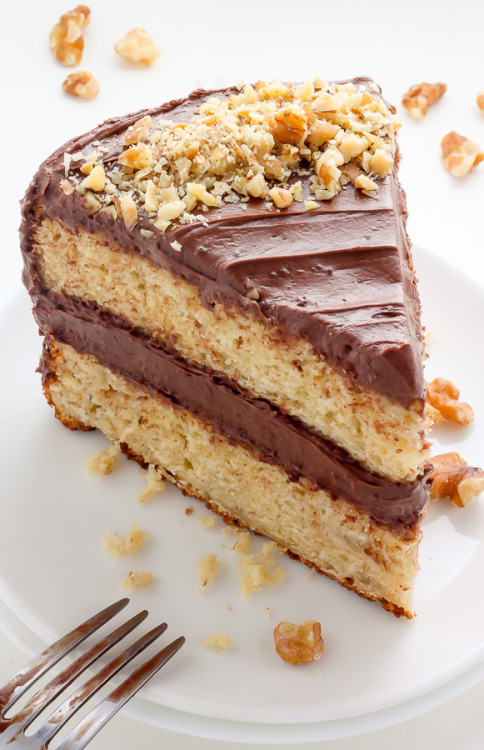daily-deliciousness:Old-fashioned banana cake with chocolate cream cheese frosting