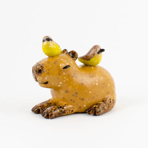 figdays:  capybara with friends, ooak animal figurine //  Taraminart   