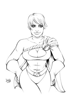 mechasketch:  Powergirl by mechangel2002 A warmup sketch I did at a show :) got a little carried away with her. I was pretty happy with most of it, but I wish I’d done the eyes a little differently. 