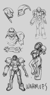 robogabo-art:  Bounty hunter Samus Aran re-design. Going for a mix between astronauts and metroid. I kept hearing from people that the designs I did for Halo 4 &amp; 5 had a Metroid vibe to them. I never used metroid reference for designing the master