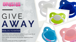 onesiesdownunder:  Onesies Downunder - Pacifier Giveaway You can win 1 of 25 Pacifiers. www.onesiesdownunder.com 25 winners will be selected at random to win a pacifier of their choice from the colours pictured above. (Pink, White, Light Blue, Navy Blue