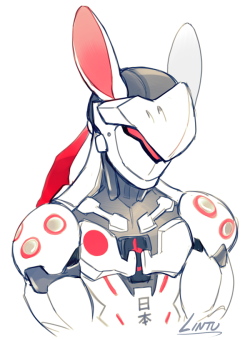 lintufriikki:  with genji’s new skin there has been a lot of fanart of him as a white rabbit and i love it so much i couldn’t resist… 😭💖   this is too cute &gt; .&lt;
