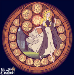 tittykaybee:  Kingdom Hearts Stained Glass FanArt: Disney Princess Collection Artist: Nicole Graham (jostnic) Check out her other stuff on DeviantArt. (And maybe buy some prints if you really like them. :3) 