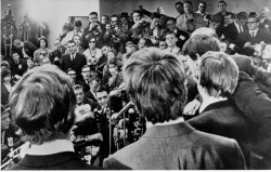 george-harrison-marwa-blues:  MICHAEL ASPEL: “When did you realize it was happening to you?”GEORGE: “The mania side of it happened it started happening I think in 1963, when we started touring seriously in England, like on the big Moss Empire circuit.
