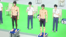 blindbeards0llux:  gurrenlagging:  Did anyone notice how those timer guys behind haru and rin have like no hands.  the cure for yaoi hand syndrome has gone horribly wrong 