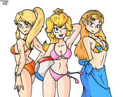The big three Nintendo girls in swimwear