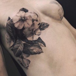 skindeeptales:Double mastectomy floral tattoo“The response to this piece is incredible. Tattooing is a beautiful and absolutely viable option for concealing or altering scars. When coupled with an artist you’ve researched and feel connected to…