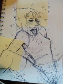 takemedowntodepths:  When you mess up just grap sticky notes and pretend you didn’t Wish I could have gotten a better pic but alas the lighthing in my room is shit Pearl Ahegao for dooble ink req Can you guess what I enjoy drawin :^)  If you like