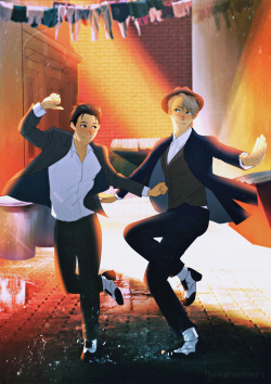 A swingin viktuuri commission for @the-maan doing that thing they do best (being cute) while paying tribute to an all-time fav musical film.commission info