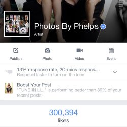 Wow!! I woke up to total epicness of having over 300,000 likes!!!!!! To me this is a blessing beyond words &hellip; Last year this time I think I was around 25-30,000 likes so dang what a year can do when you network and shoot with models who have your