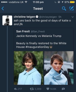 i-lanoire:  chiiiiiief:  Chrissy Teigen is truly a savage  See this was shade to Michelle though so I hope somebody drag her  Nah. She wasn&rsquo;t shading Michelle, she was pointing out the fact that the person she retweeted called Katie Holmes Jackie