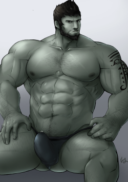ppyong-art:  Oh i forgot these one commission works @captainbaraxiv s Roegadyn !Drawing penis is always fun isn’t it? (:D
