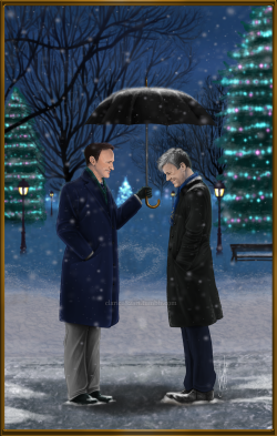 clarice82:  communionnimrod:  clarice82art:  Mystrade ~ Christmas Eve~~~~~~~~~~~~~~~~~~~~~~~~~~~~~~ &ldquo;It’s Christmas eve, why are you walking around like a lonely wolf?&rdquo; Mycroft asked curiously after meeting the handsome Detective Inspector
