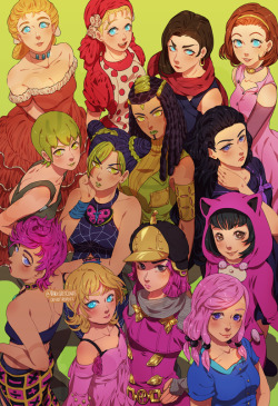 darkgreyclouds:I got the honor to participate in @jojofanzine (which is an awesome project btw thanks for having me!) a while back so I drew as many best girls as possible from Jojo which is hard bc all the girls are best girls.