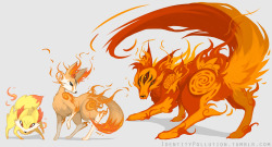 fantasticfakemon:  6th Fennekin entry for my contest. identitypollution:  Here it is! Finally, my Fennekin evolution theory painting is done! Looking back on it I maybe should have just went with the original pokemon style instead of a semi-realistic