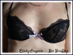 cockylingerie: A new edition of Boi Bra Day starts tomorrow.  Cum along for the fun!  ~ Pattie This a pic of Pattie in her black bra.  You can see more of this gurlie boi here:                          http://pattiespics.tumblr.com/ 